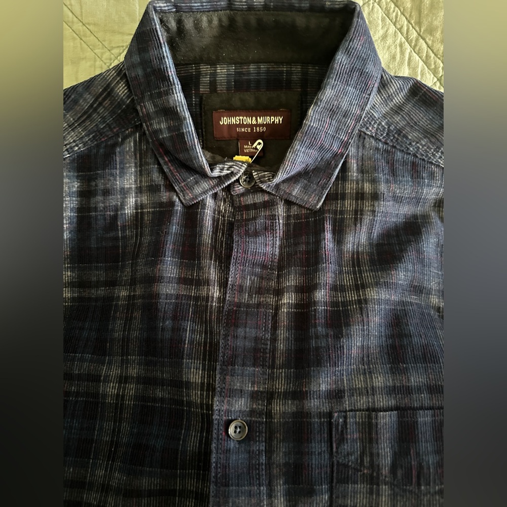 Johnston & Murphy Dark Plaid Button Down Shirt